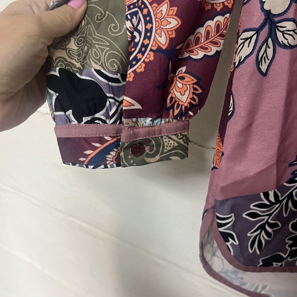 Soft Surroundings Womens Floral Paisley Multicolor Tunic Top Size M V-neck - Picture 4 of 7